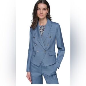 Karl Lagerfeld Paris Light Blue Blazer Asymmetrical Jacket Sz 6